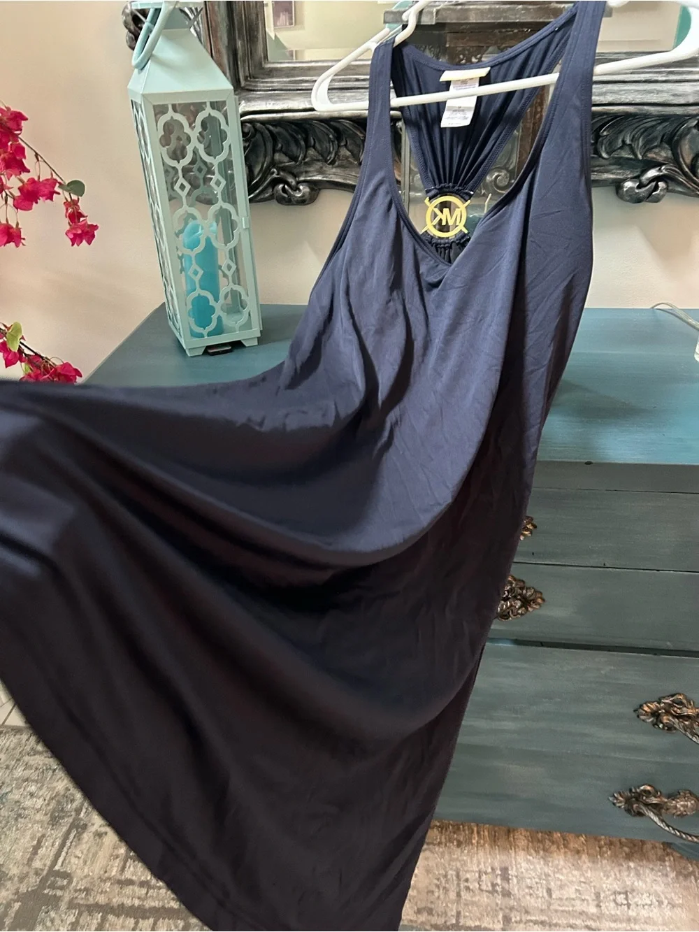Michael Kors Navy Racerback Swim Cover Up Midi Dress converts to Casual Wear Med - Picture 6 of 13